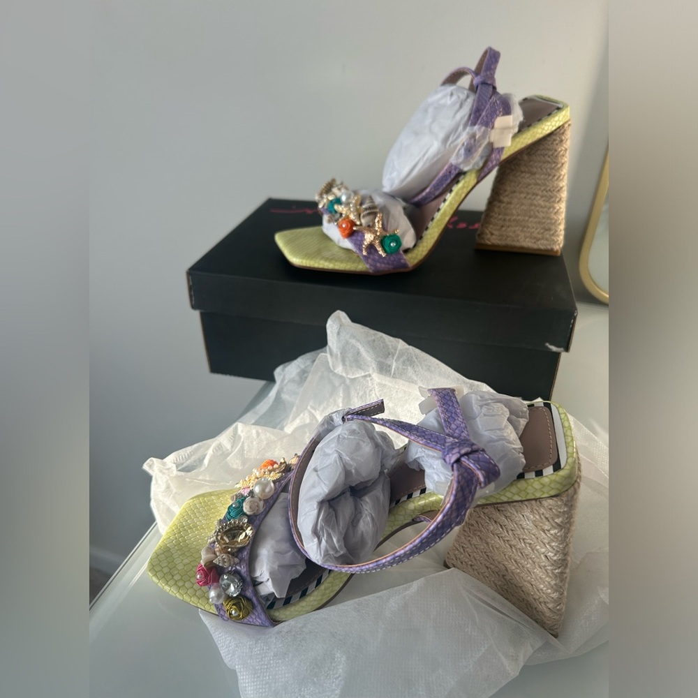 Viral Betsey Johnson Beaded summer Beach Wedge Heels